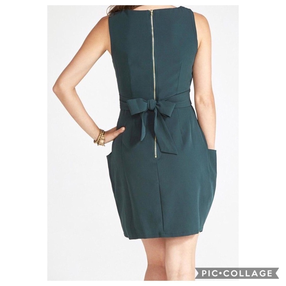 Apricot Tulip Pleated Pine Green Sleeveless Dress - Picture 2 of 7